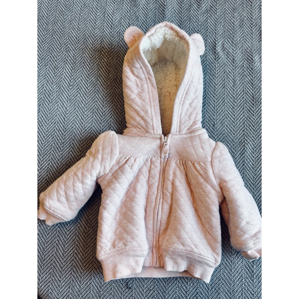 Simple Joys by Carter's Baby Girls Pink Quilted‎ Sherpa Lined Ear Hoodie 3-6M